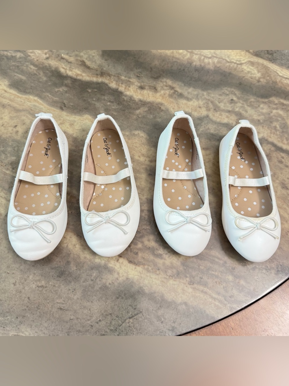 2 Pairs Cat & Jack White Ballet Flats Girls Size 9 – Excellent Used Condition